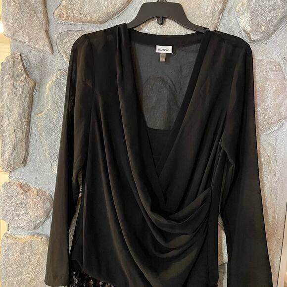 DKNYC Black Formal Long Sleeve Sheer Sequin Party Dress- Size Medium - Picture 3 of 13